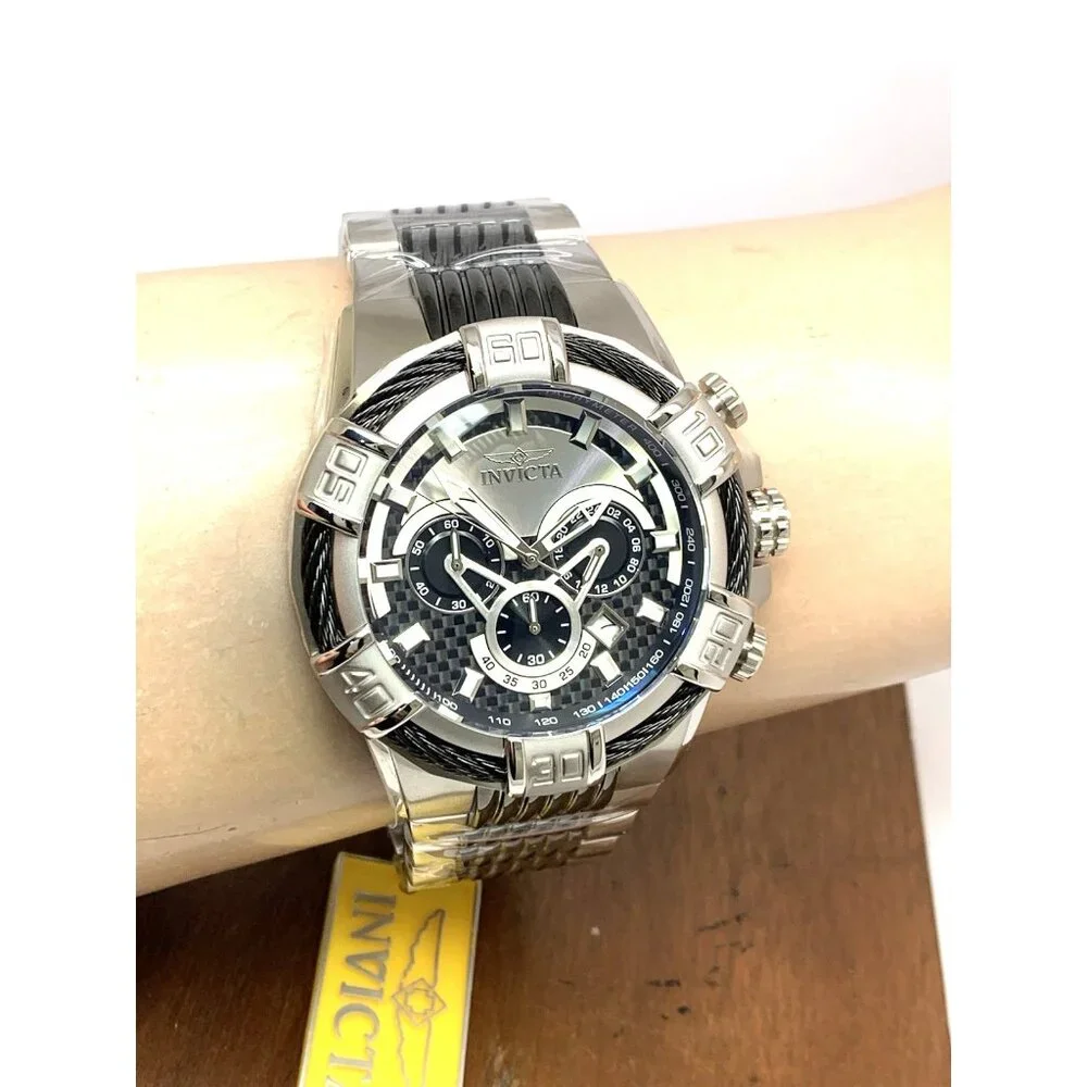 Invicta Men's Watch 29569 Bolt Quartz Chronograph Silver Black Stainless Steel